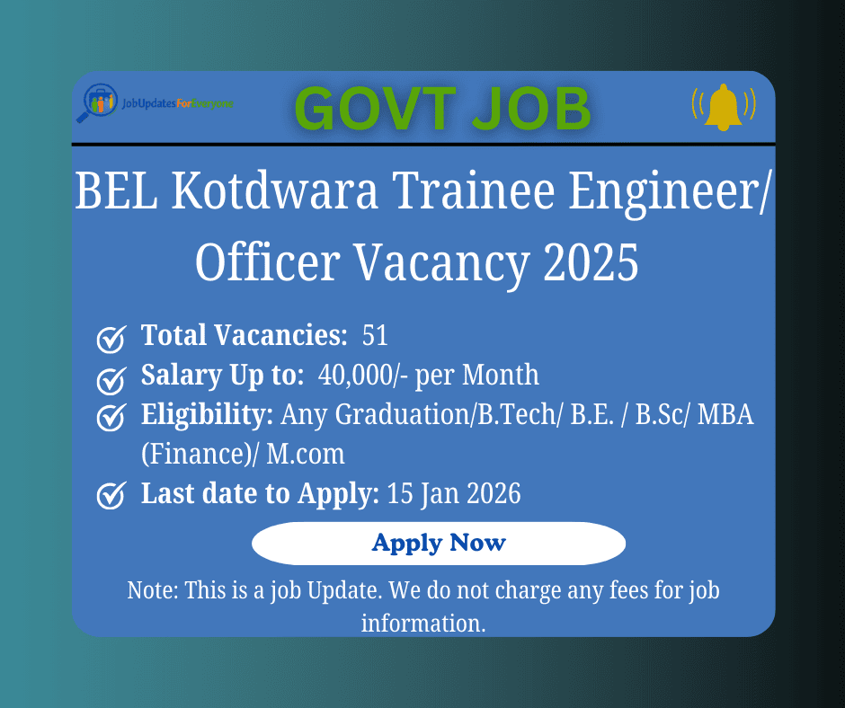 BEL Kotdwara Trainee Engineer - Officer Recruitment 2026
