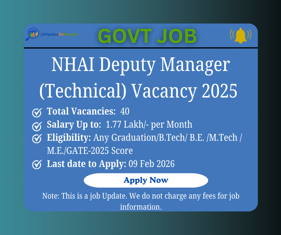 NHAI Deputy Manager (Technical) Recruitment 2026
