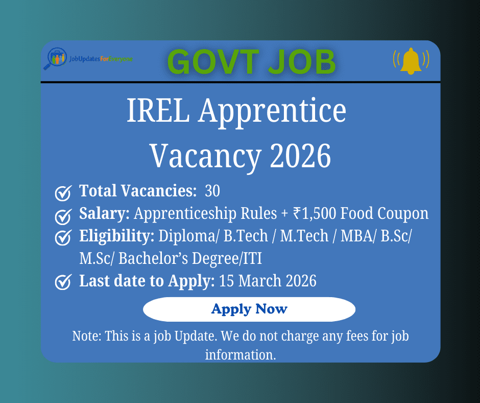 IREL Apprentice Recruitment 2026 – 30 Apprenticeship