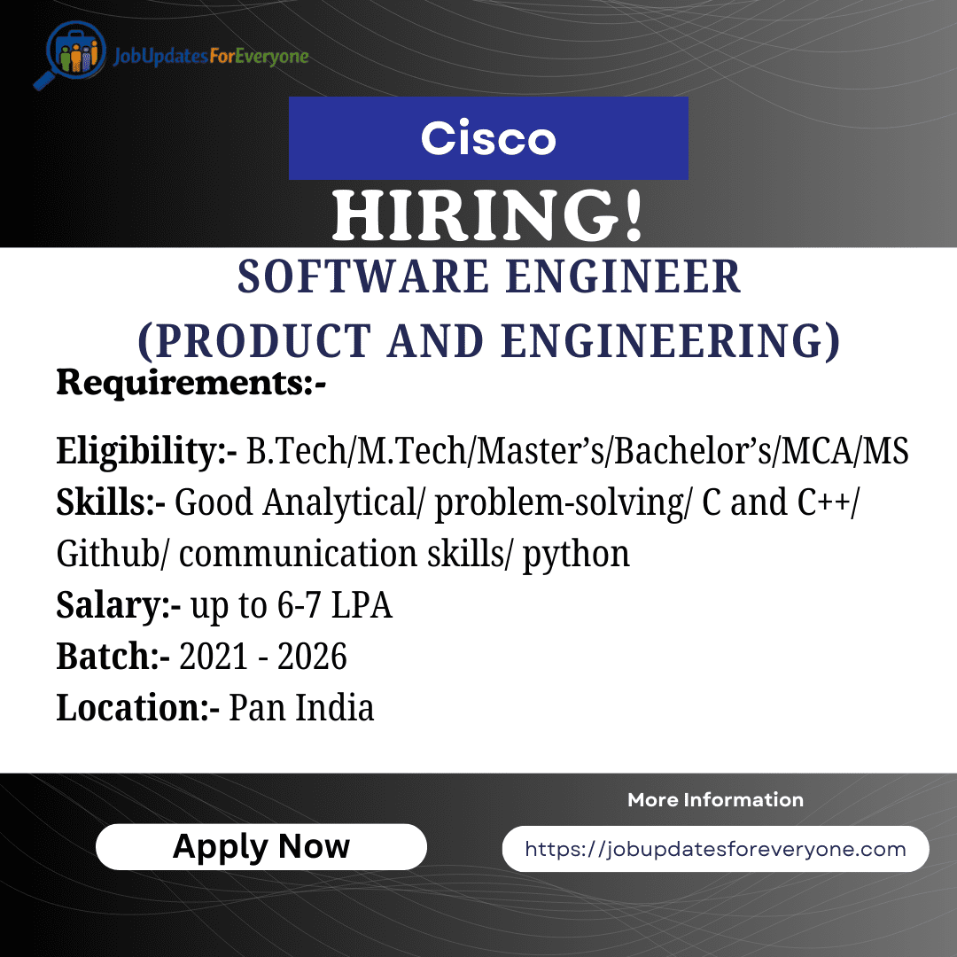 Cisco Software Engineer Recruitment 2026