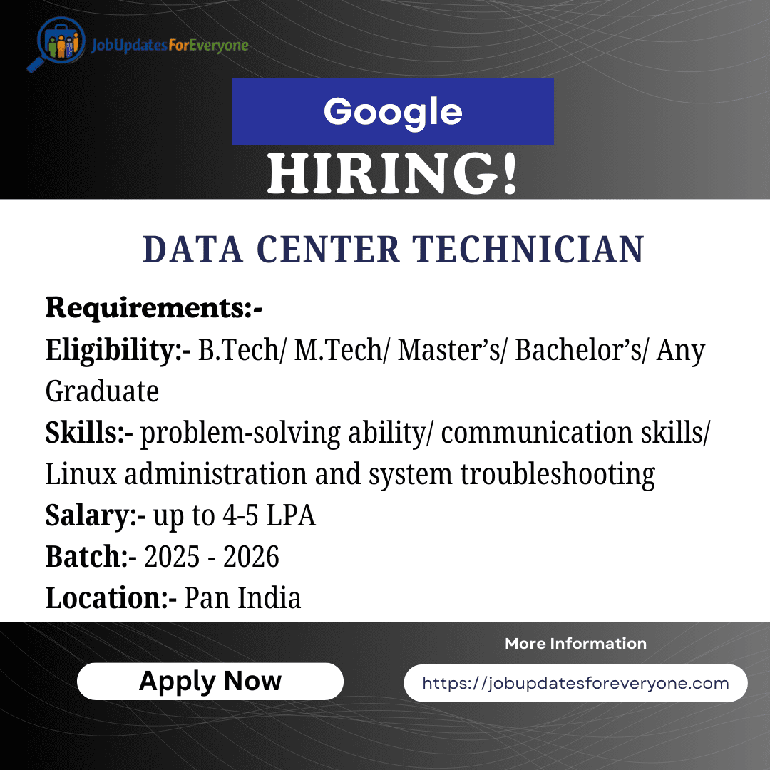 Google Data Center Technician Early Career 2026