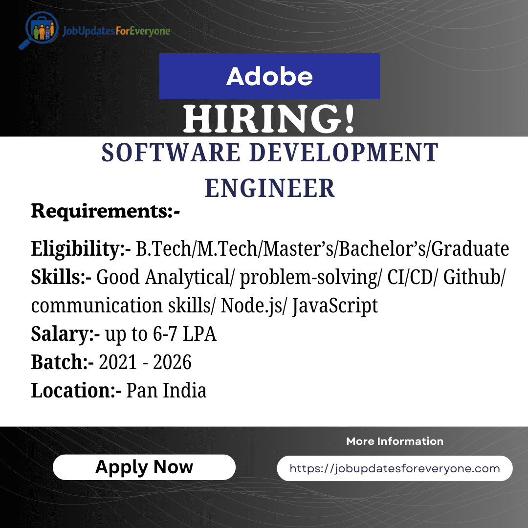 Adobe Software Development Engineer Recruitment 2026