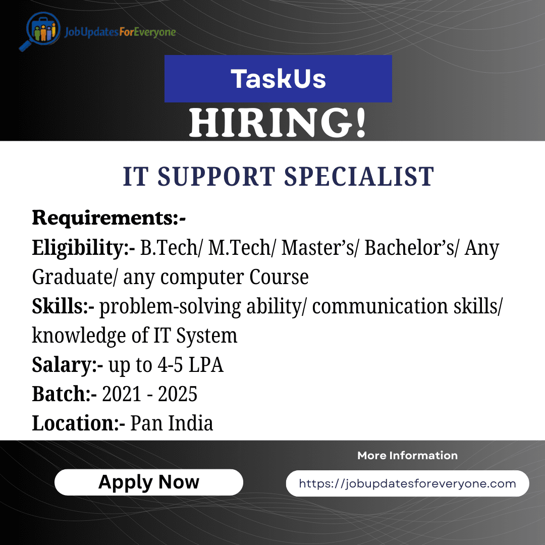TaskUs IT Support Specialist Job 2026