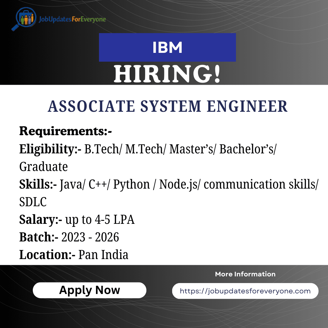 IBM Associate System Engineer Recruitment 2026