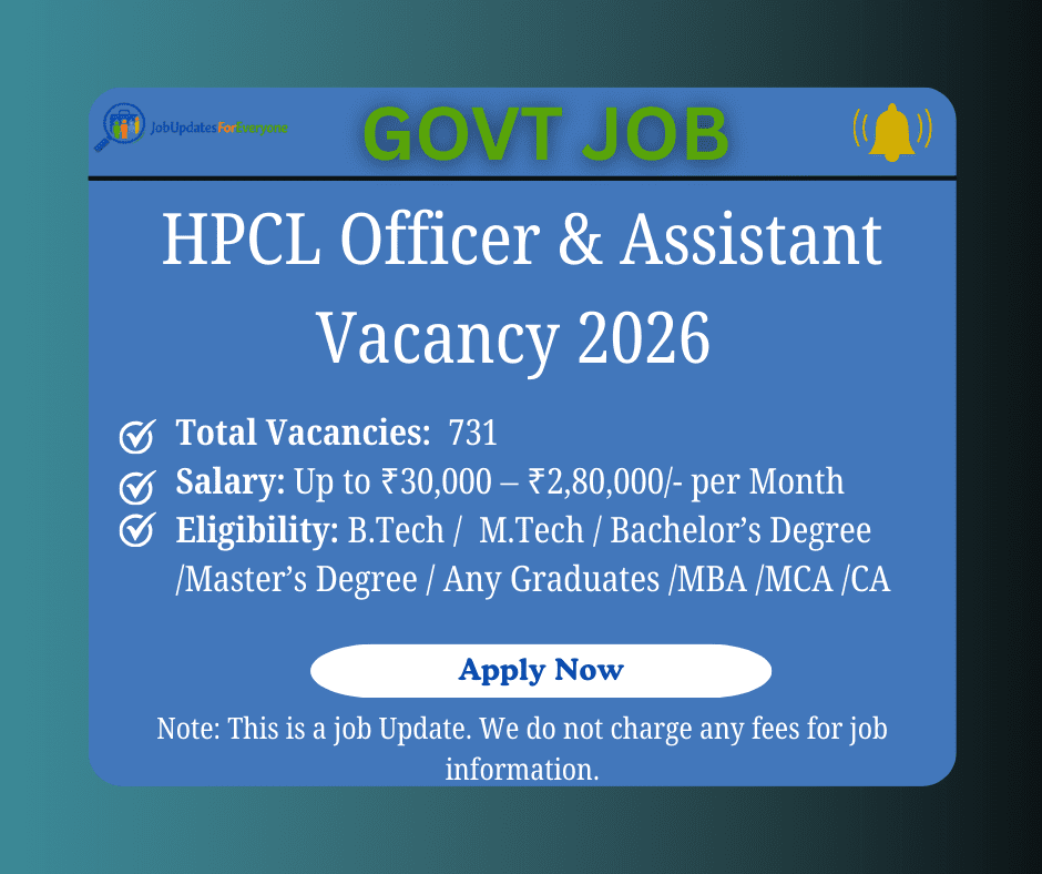 HPCL Hiring 2026 – Officer Assistant Posts