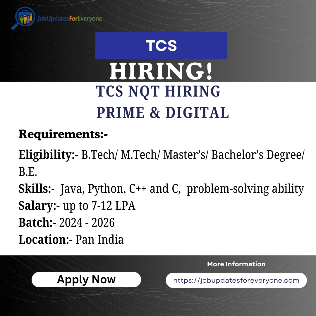 TCS NQT Hiring 2024, 2025 & 2026 Batch