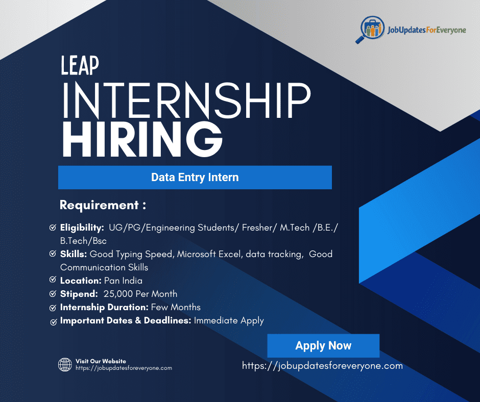 Leap Hiring Data Entry Intern 2026