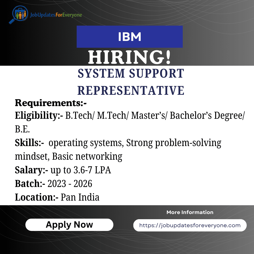 IBM System Support Representative 2026