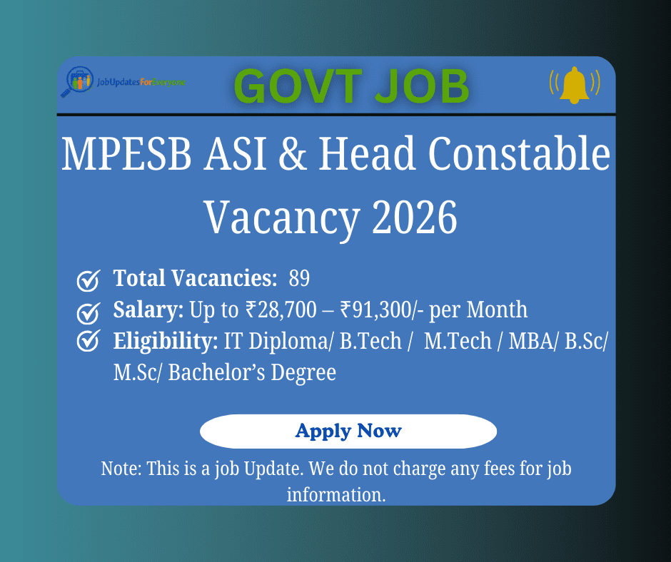 MPESB ASI and Head Constable Recruitment 2026