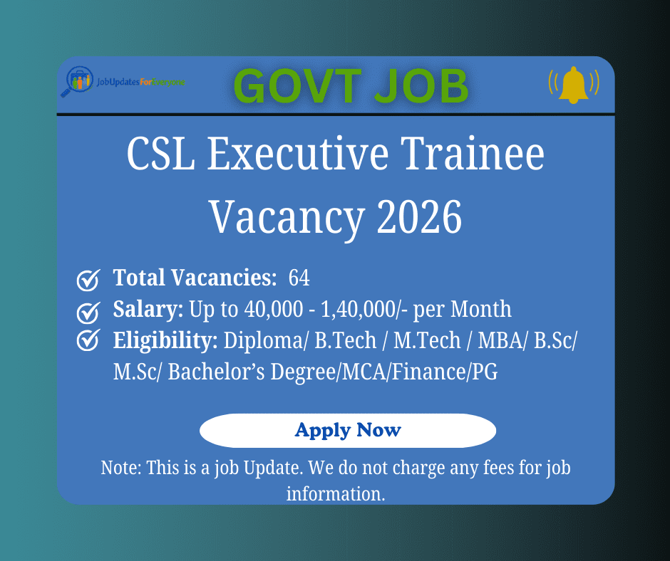 Cochin Shipyard Limited Executive Trainee Recruitment 2026