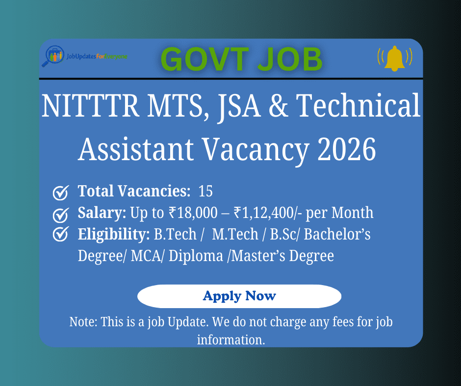 NITTTR Recruitment 2026 – Apply for 15 Posts