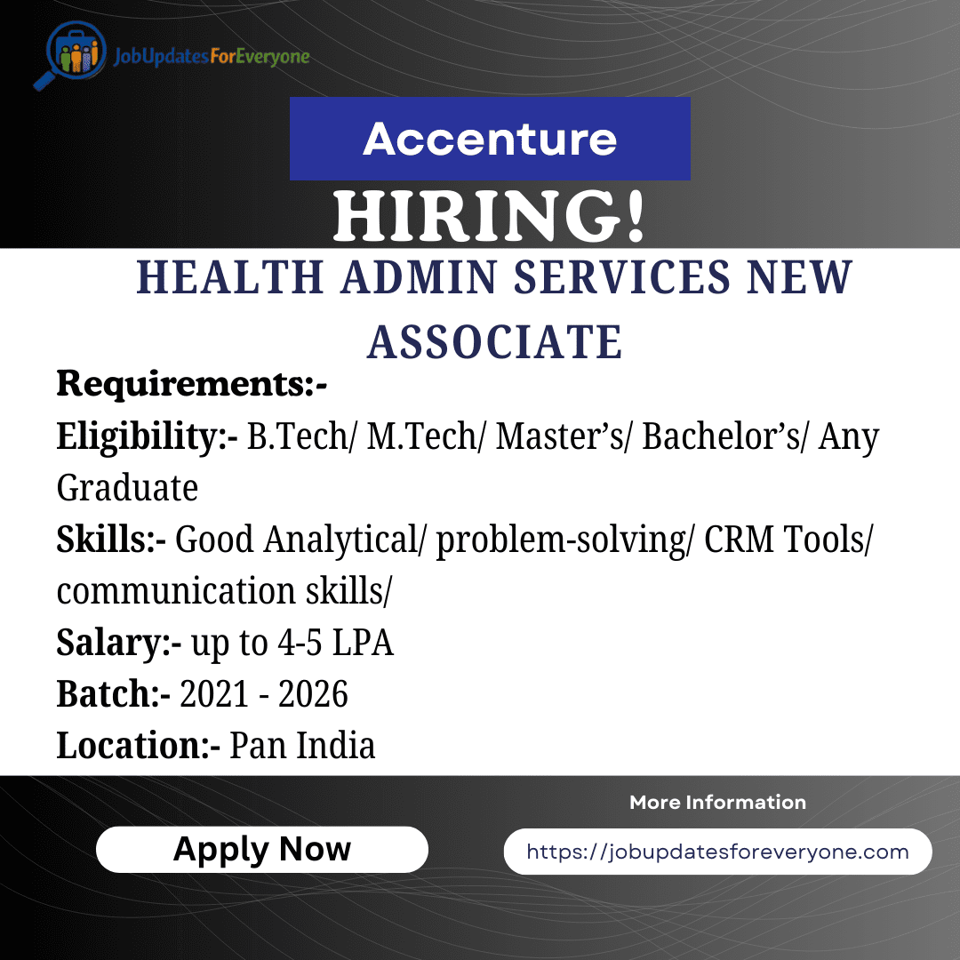Accenture Health Admin Services New Associate Recruitment 2026