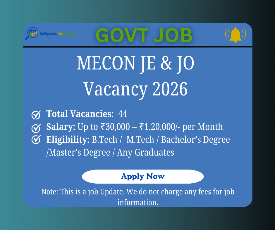 MECON JE, JO Hiring 2026