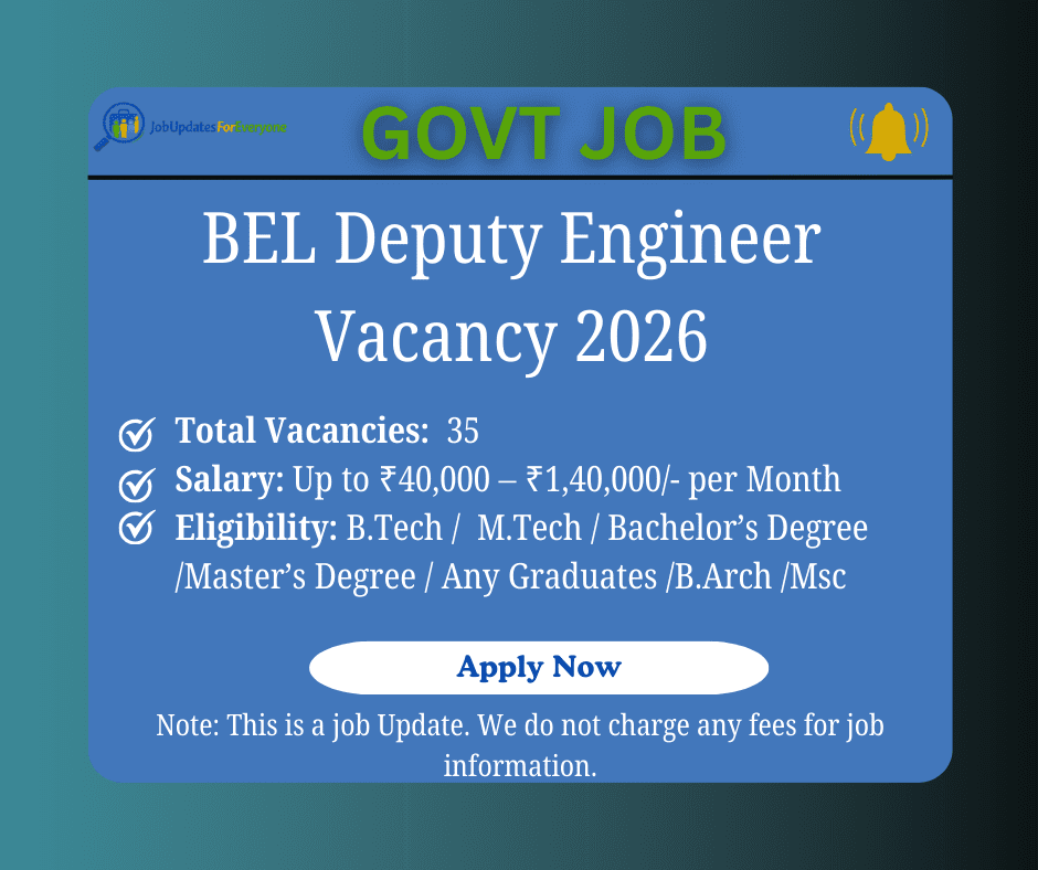 BEL Deputy Engineer Hiring 2026