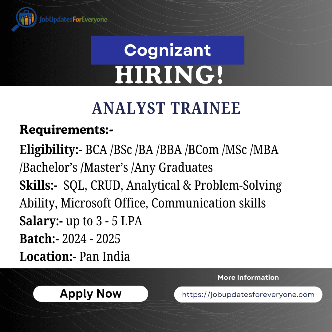 Cognizant Fresher Hiring 2026 – Analyst Trainee