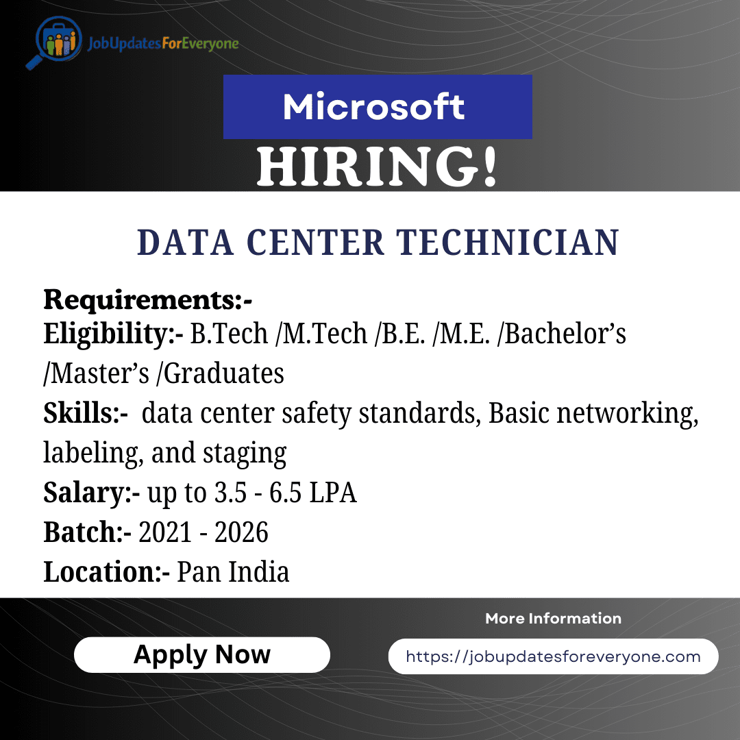 Microsoft Data Center Technician 2026