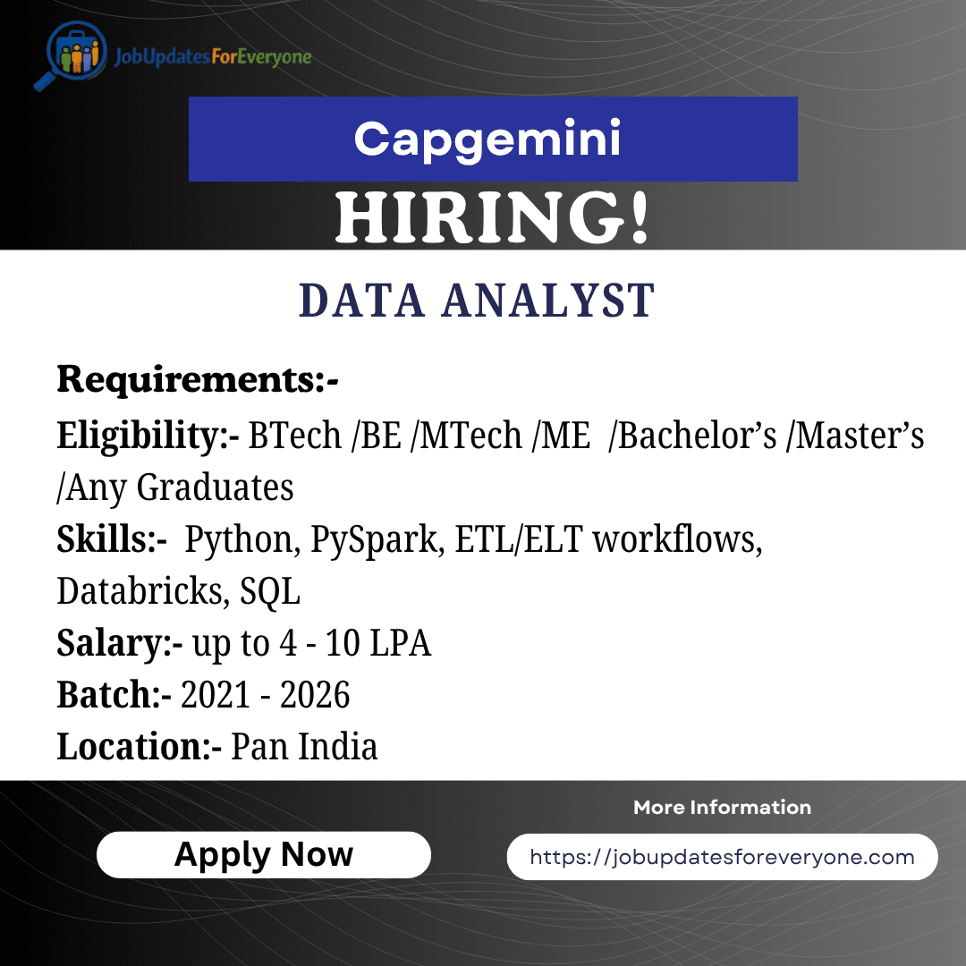 Capgemini Data Analyst Jobs 2026
