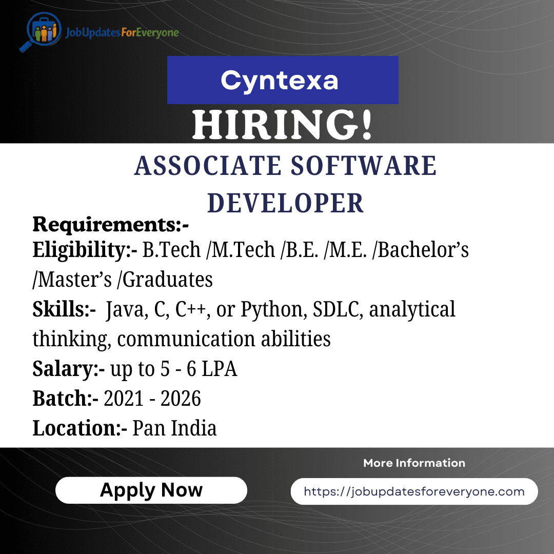 Cyntexa Associate Software Developer 2026