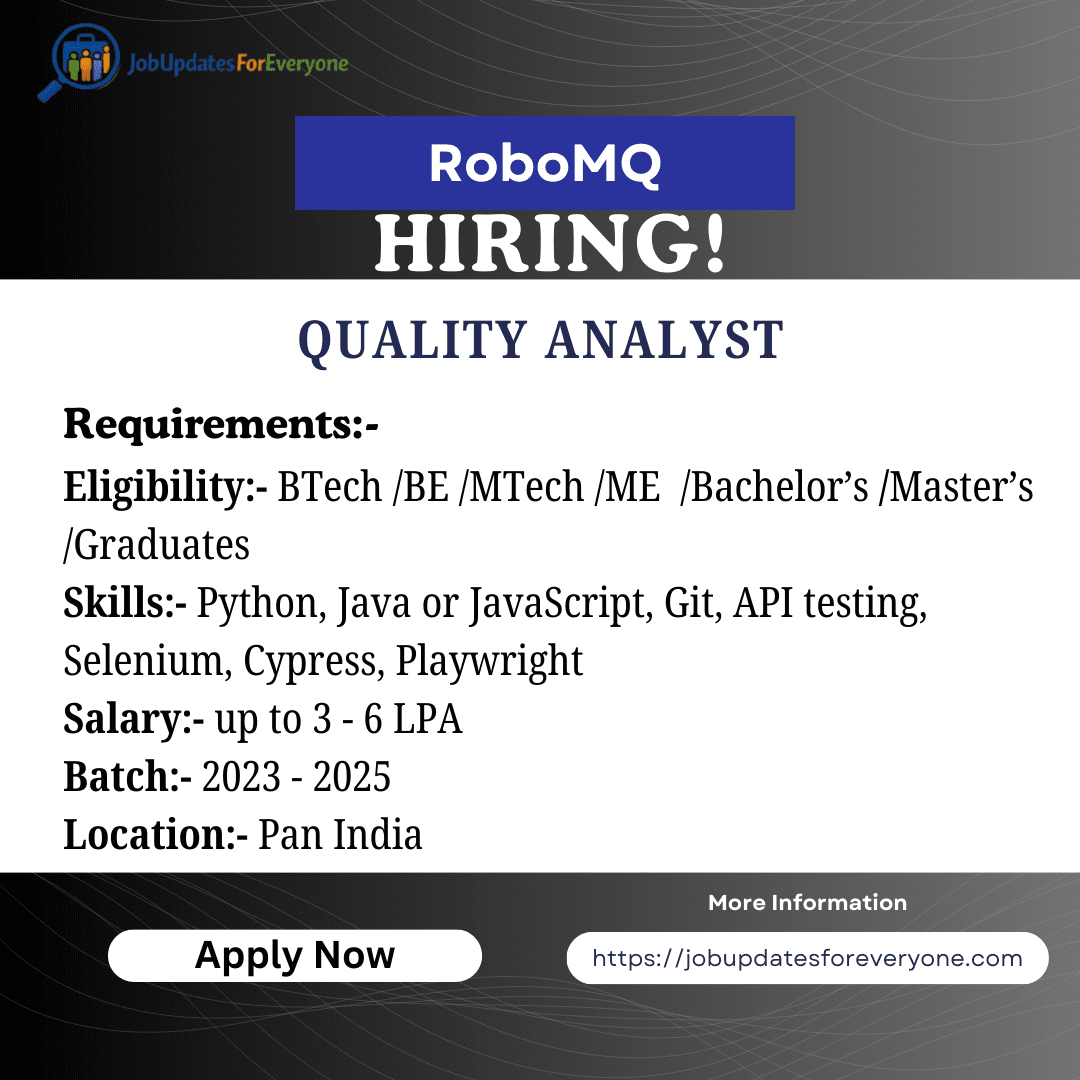 RoboMQ Quality Analyst 2026