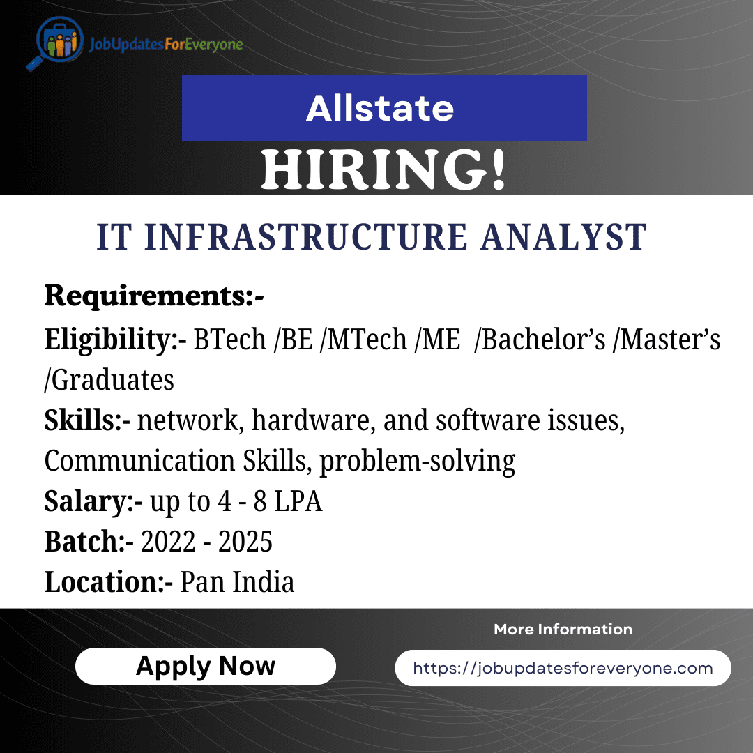 Allstate IT Infrastructure Analyst Job 2026