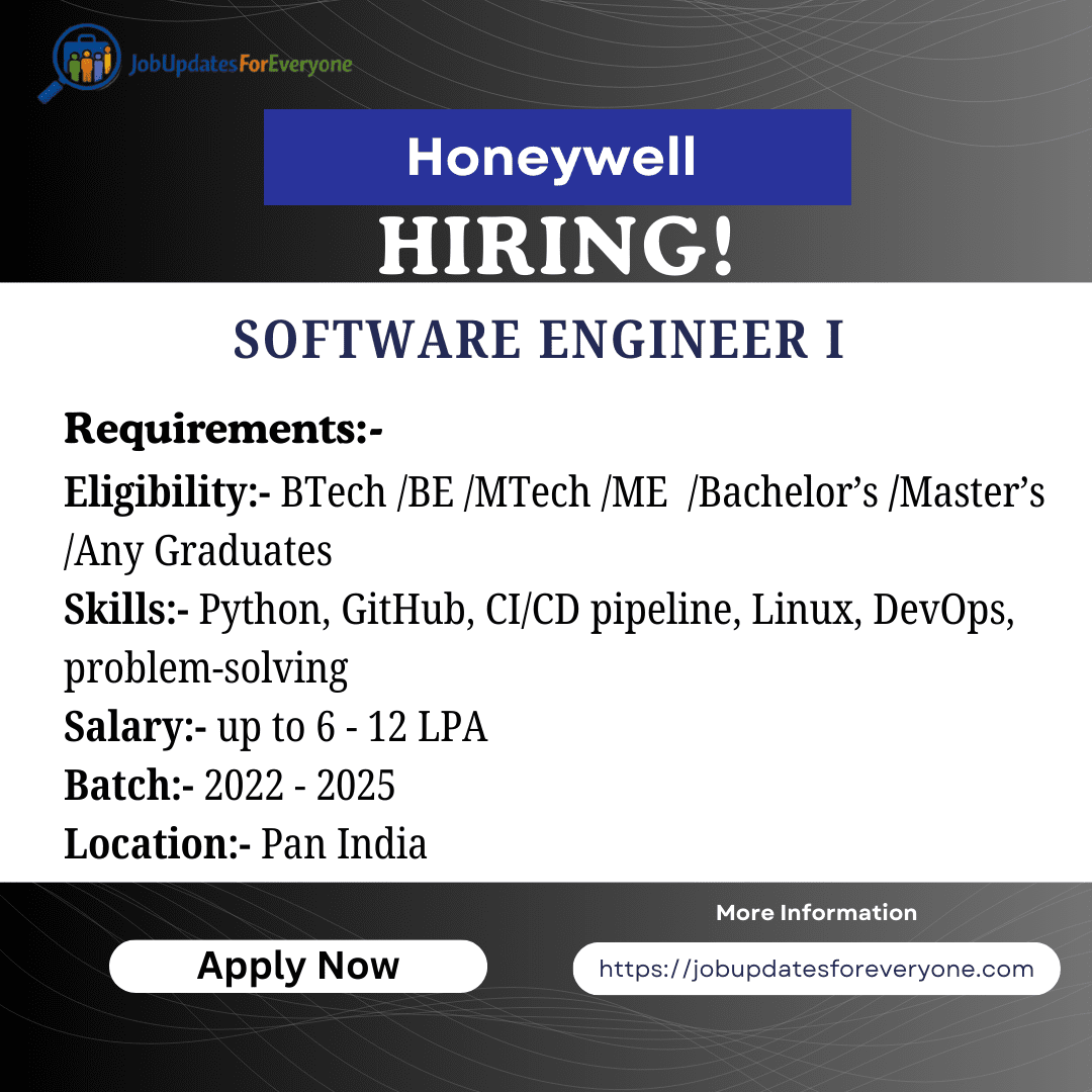 Honeywell Software Engineer I Hiring 2026