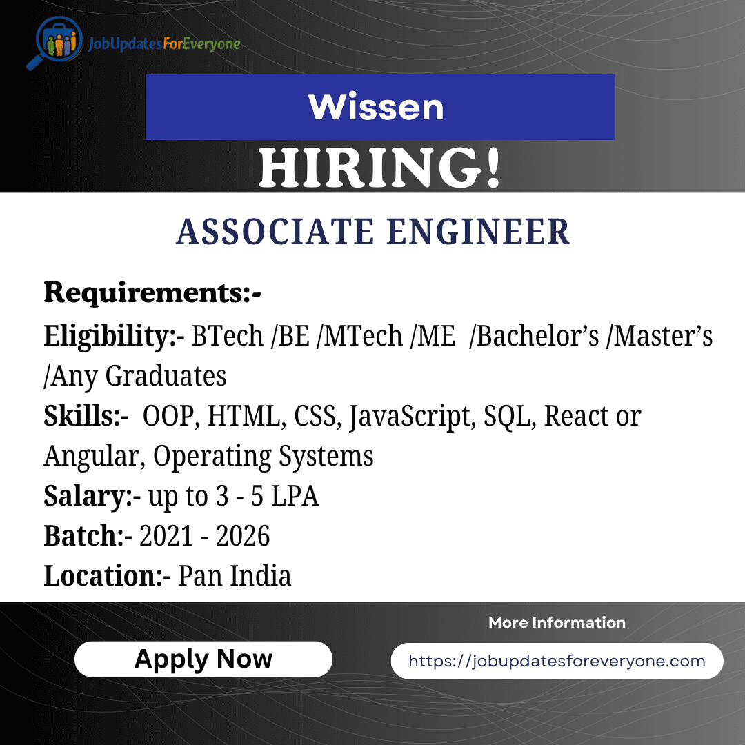 Wissen Associate Engineer Jobs 2026