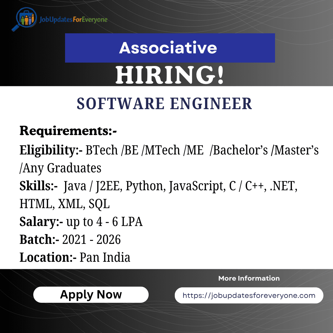 Associative Software Engineer Fresher Jobs 2026