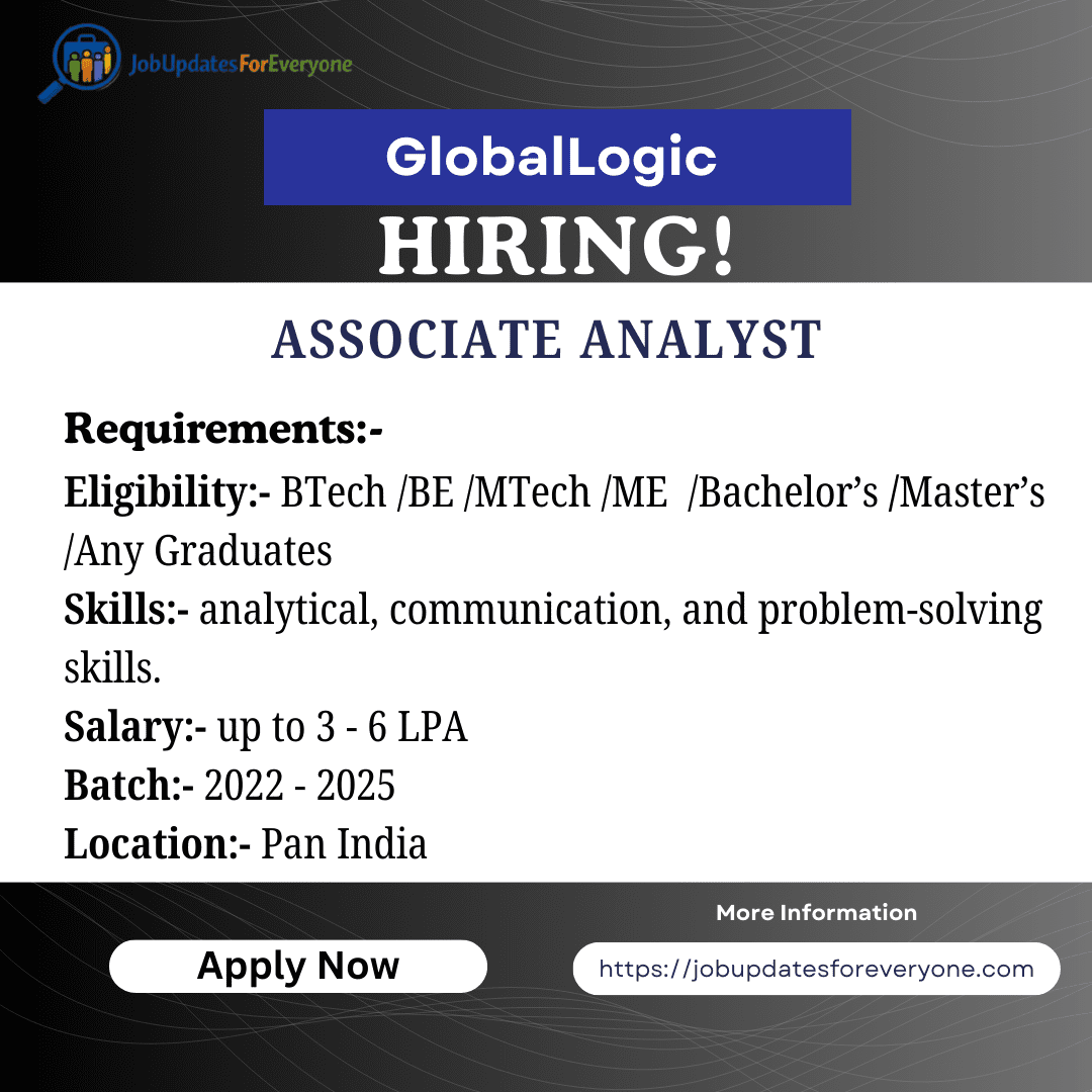 GlobalLogic Associate Analyst Hiring 2026