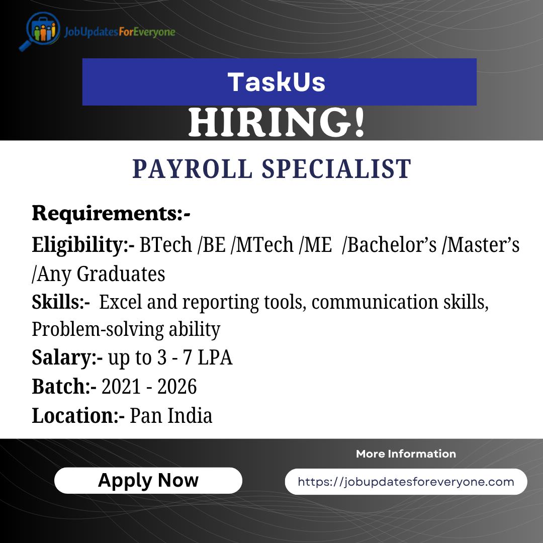 TaskUs Payroll Specialist 2026