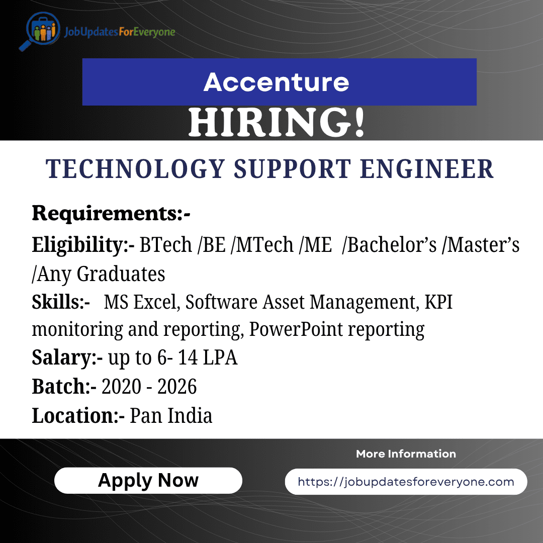 Accenture Technology Support Engineer Jobs 2026