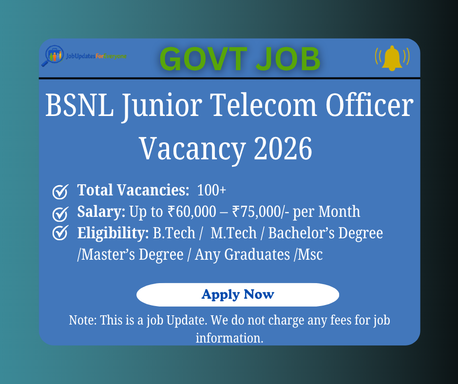 BSNL Junior Telecom Officer Job 2026