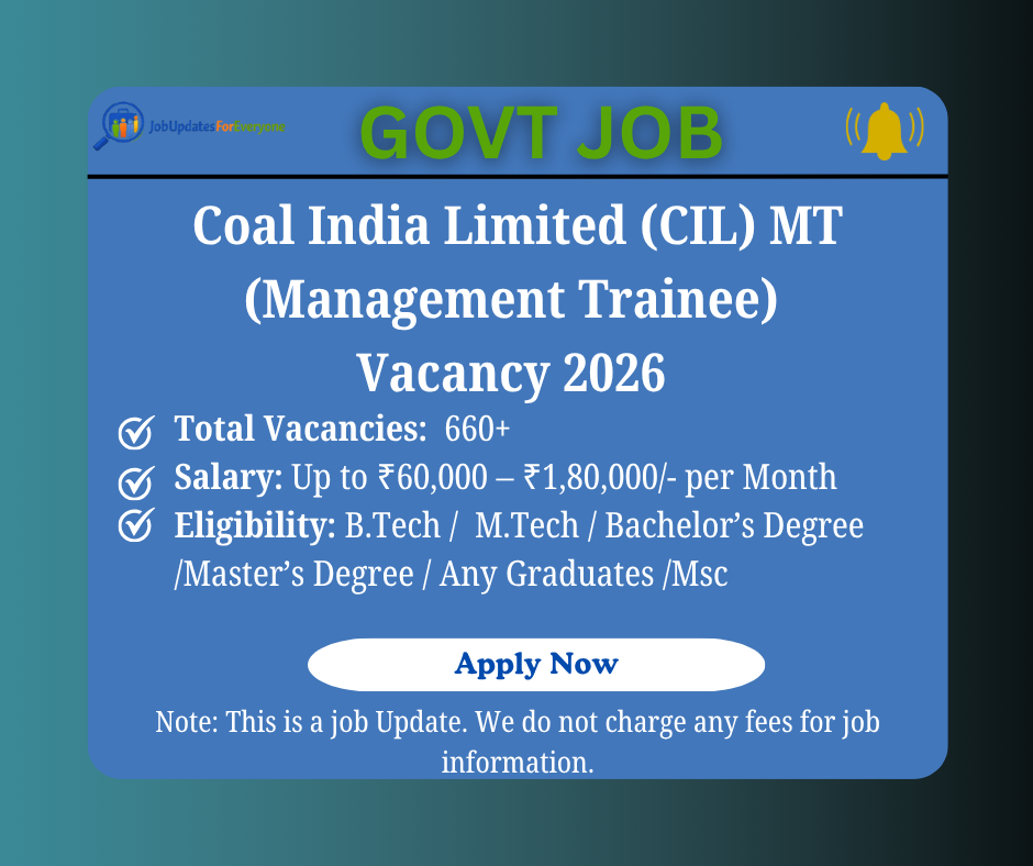 Coal India MT Recruitment 2026