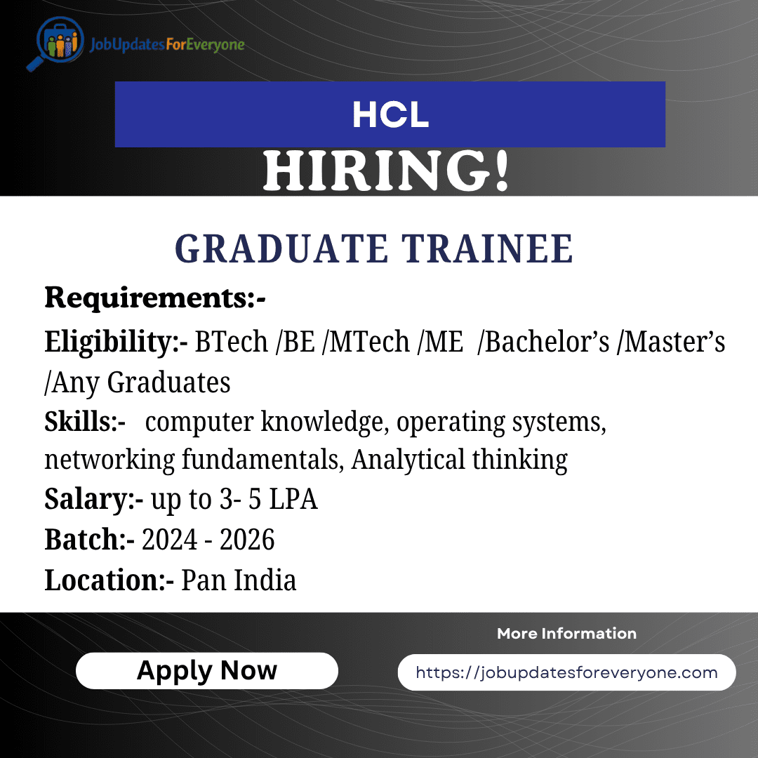 HCLTech Graduate Trainee Job 2026