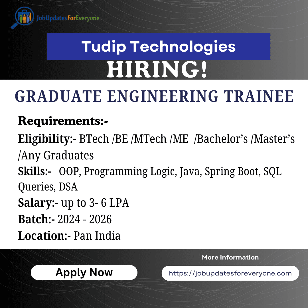 Tudip Technologies is hiring GET for 2026