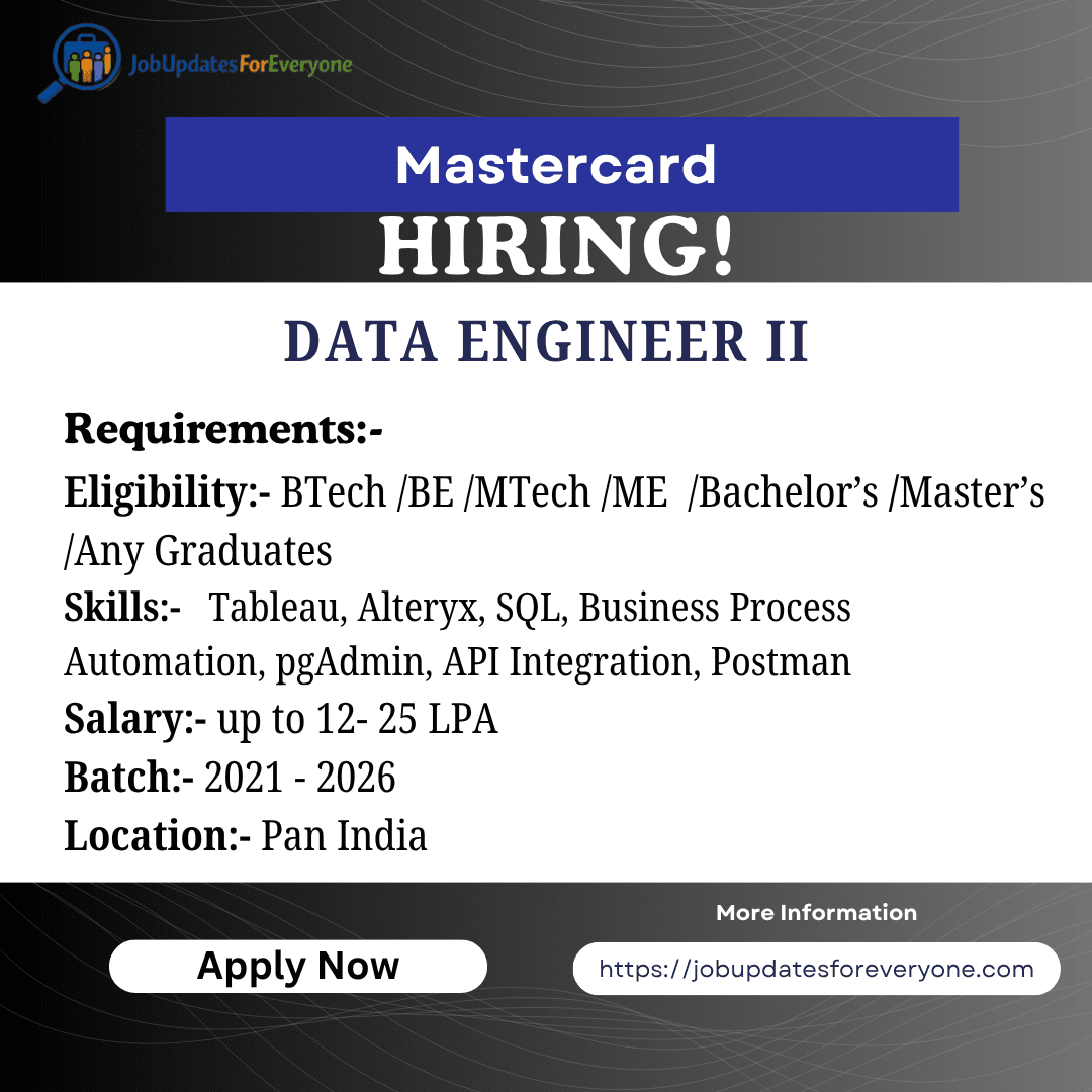 Mastercard Data Engineer II Hiring 2026