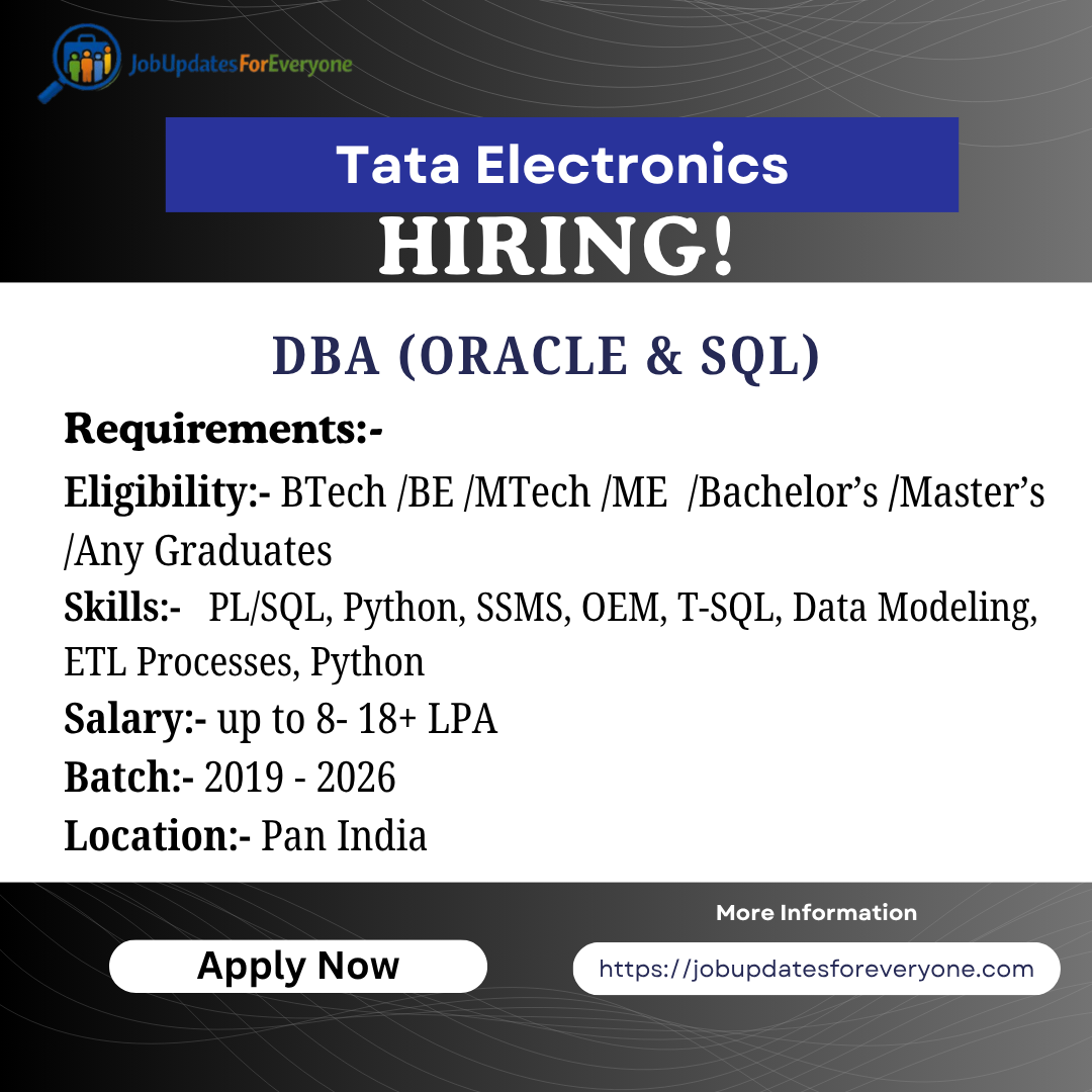 Tata Electronics DBA jobs