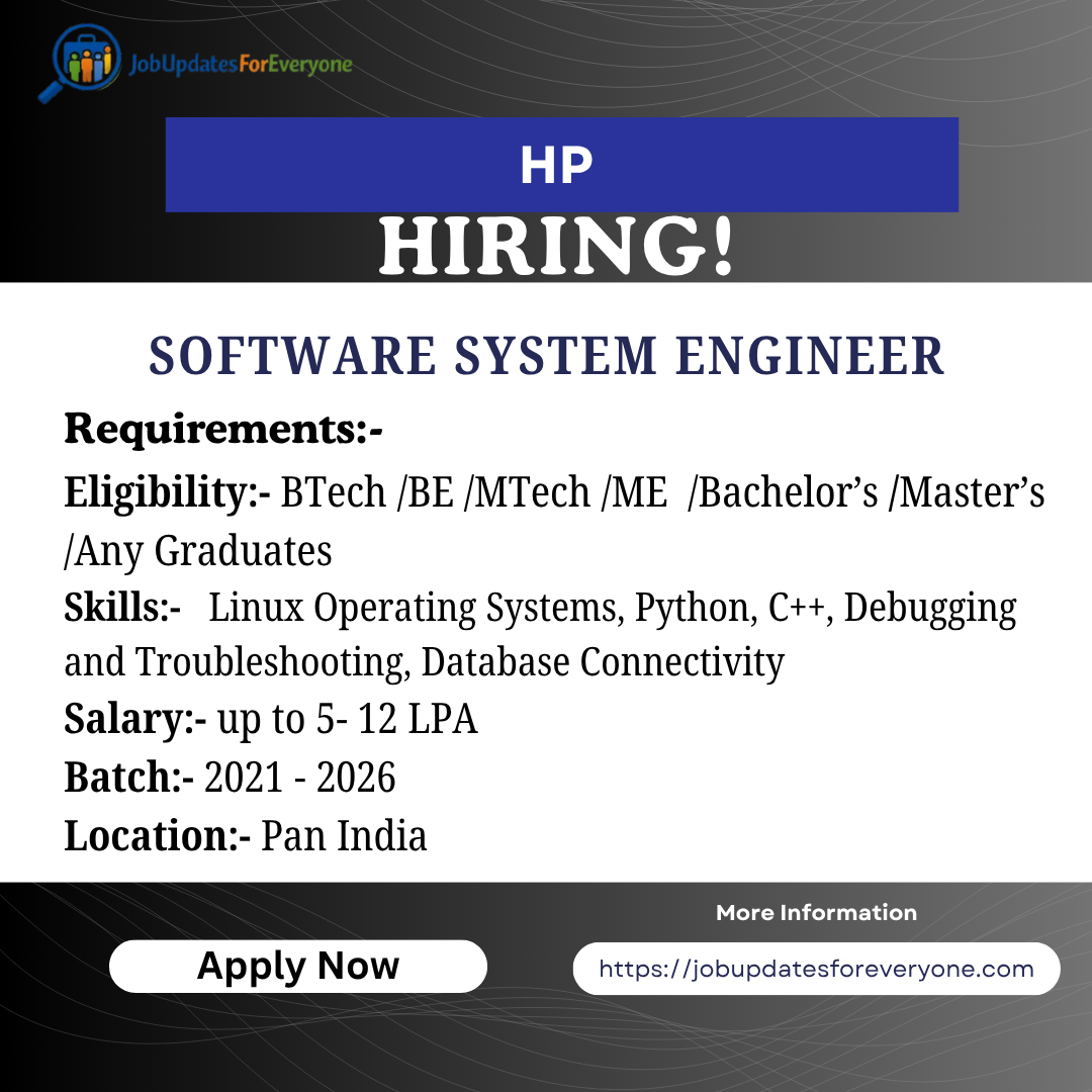 HP Software System Engineer Job 2026