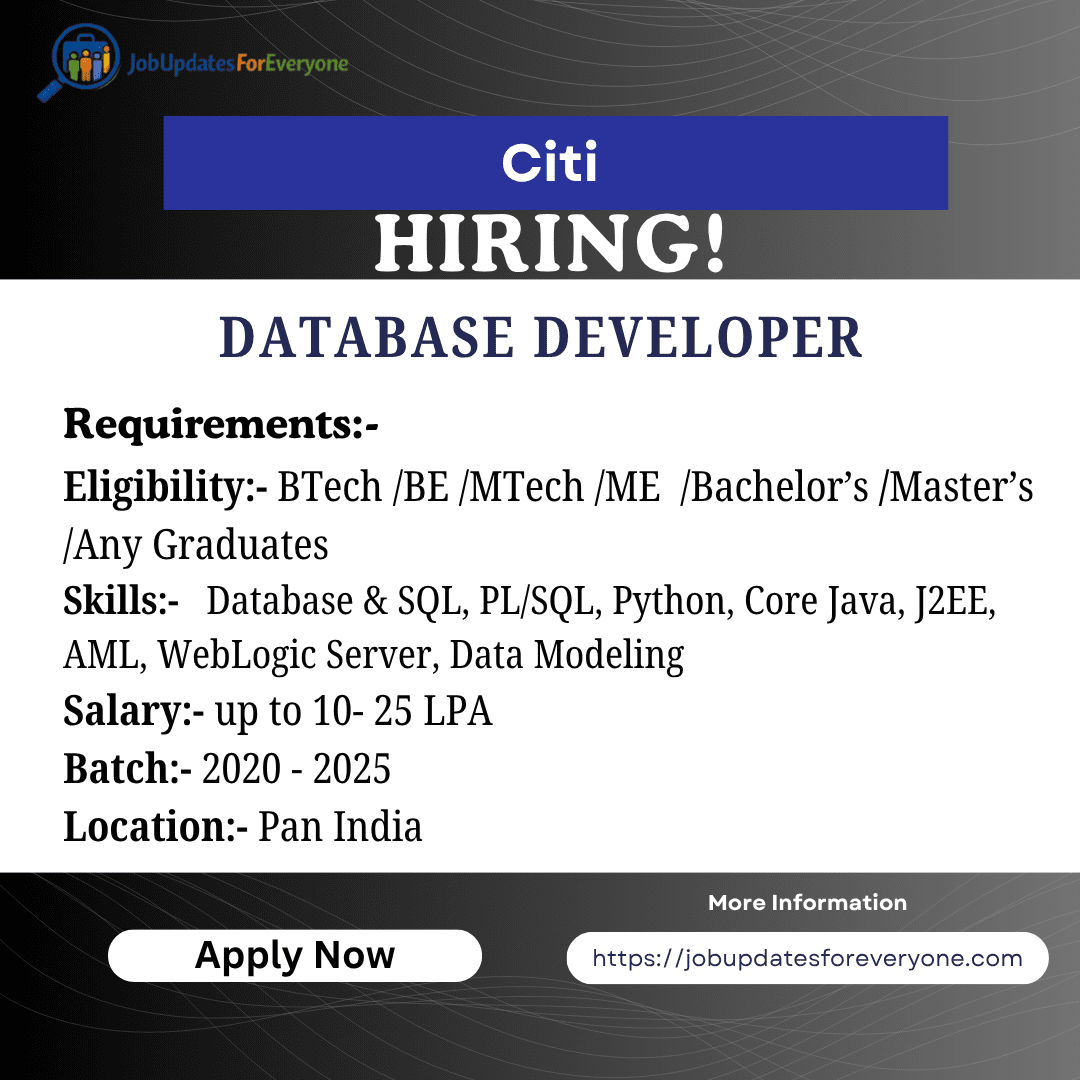 Citi Database Developer Jobs 2026
